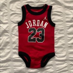 Jordan Infant Red and Black Onesie 0-6M